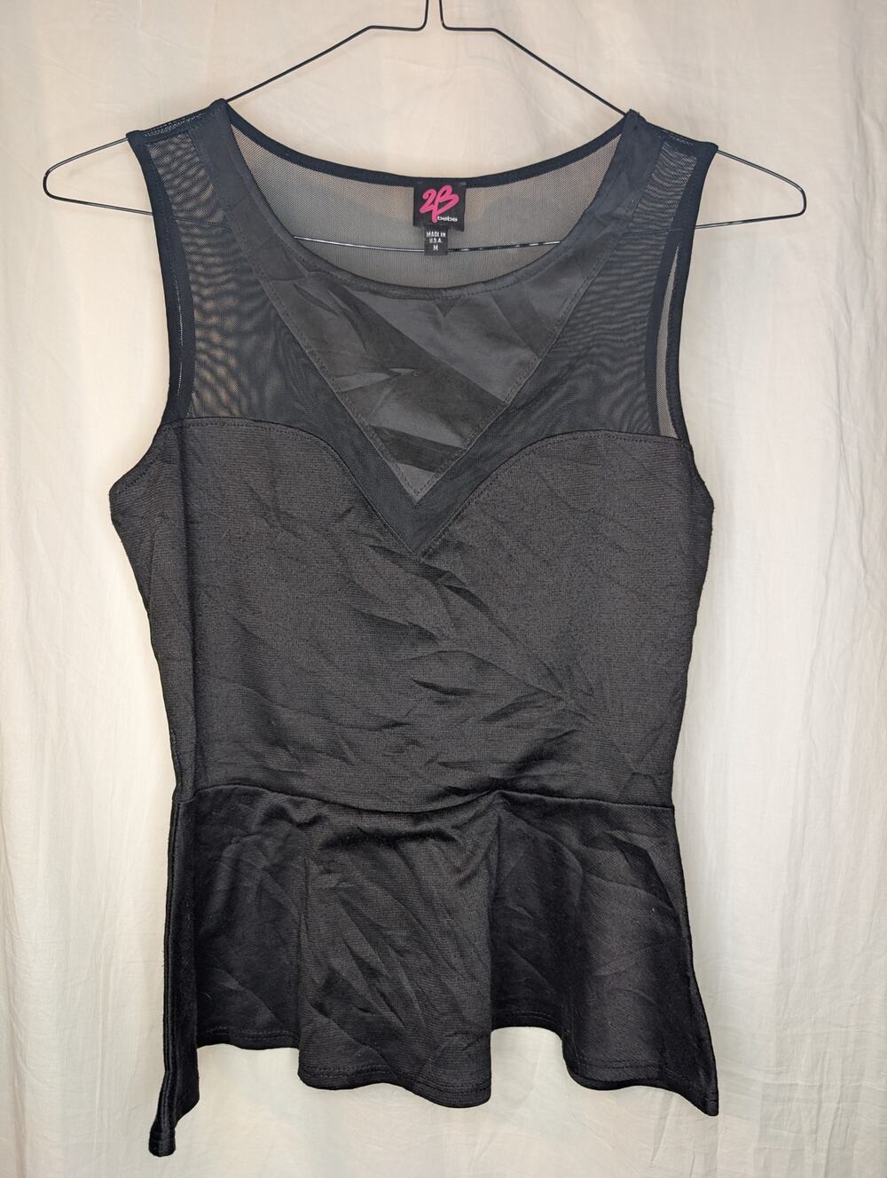 Sheer back black top